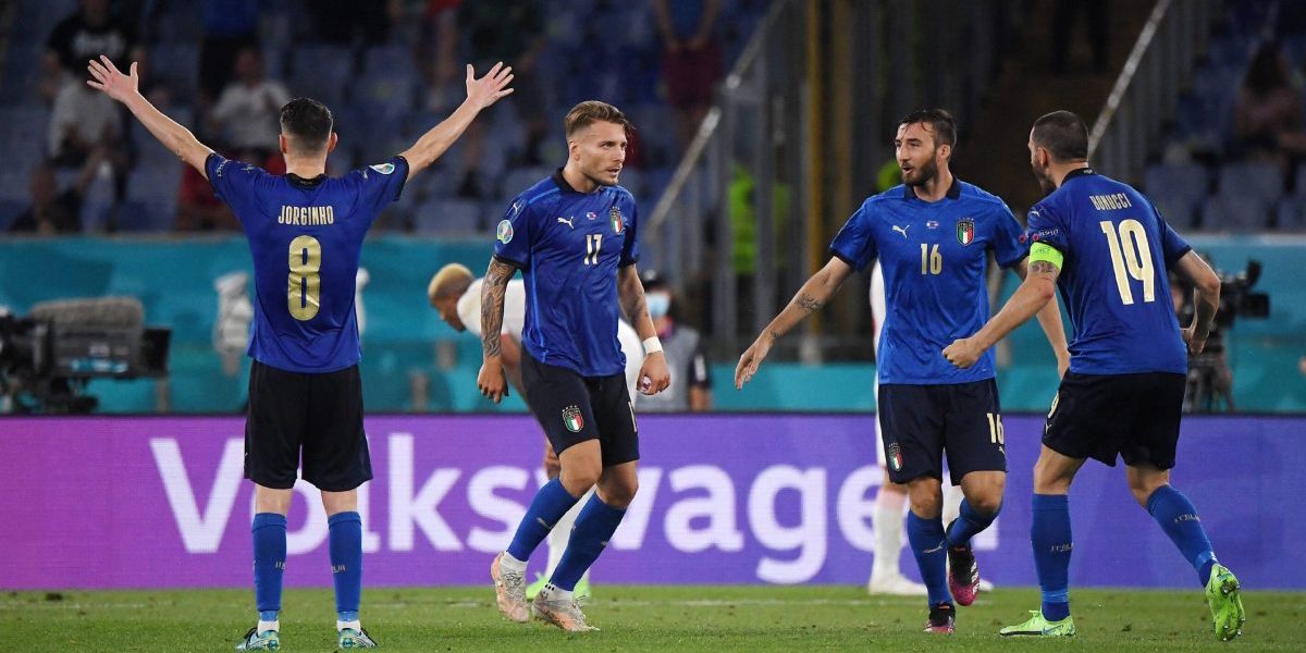 Italian maajoukkueen pelaajia jalkapallon EM-kisoissa 2021